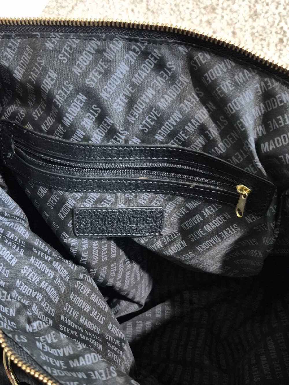 Steve Madden Classic Black Leather Satchel Handbag - Picture 5 of 7
